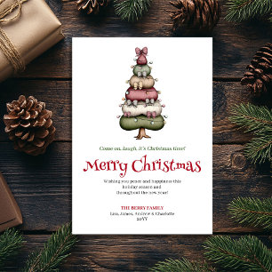 Cute Funny Christmas Tree Minimalist Watercolor Holiday Card