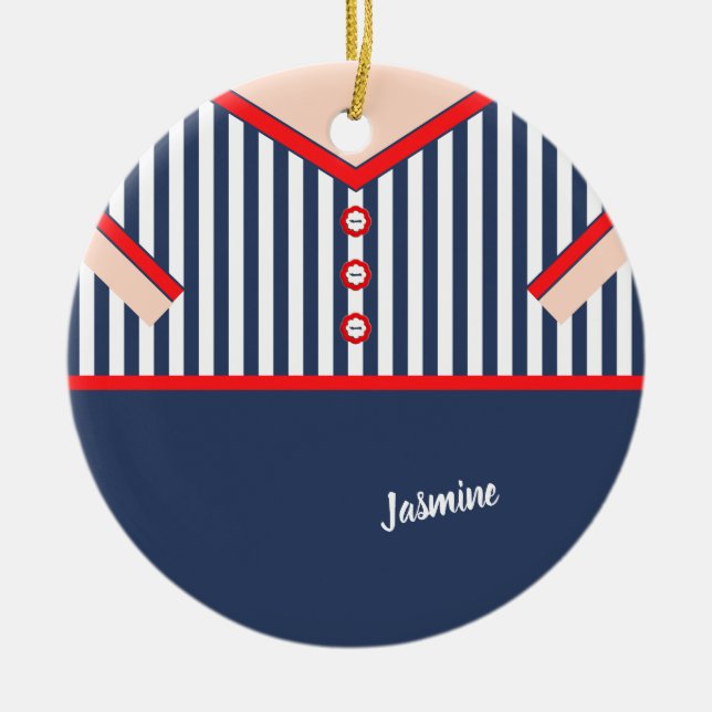 Cute Funny Clown Suit Caricature Personalized Ceramic Ornament (Front)