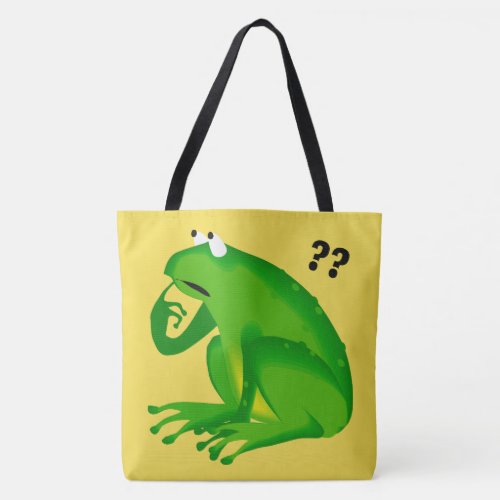 Cute Funny Clueless Green Frog Design Tote Bag