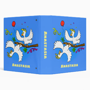 Cute funny cockatoo birds cartoon 3 ring binder