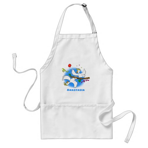 Cute funny cockatoo birds cartoon adult apron