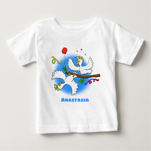 Cute funny cockatoo birds cartoon baby T_Shirt