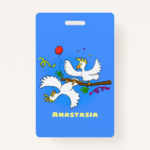 Cute funny cockatoo birds cartoon badge