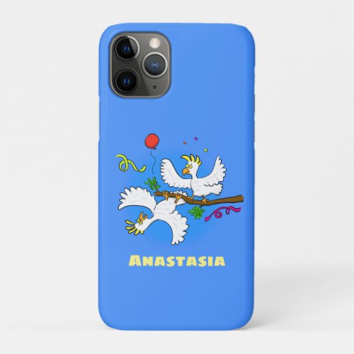 Cute funny cockatoo birds cartoon iPhone 11 pro case