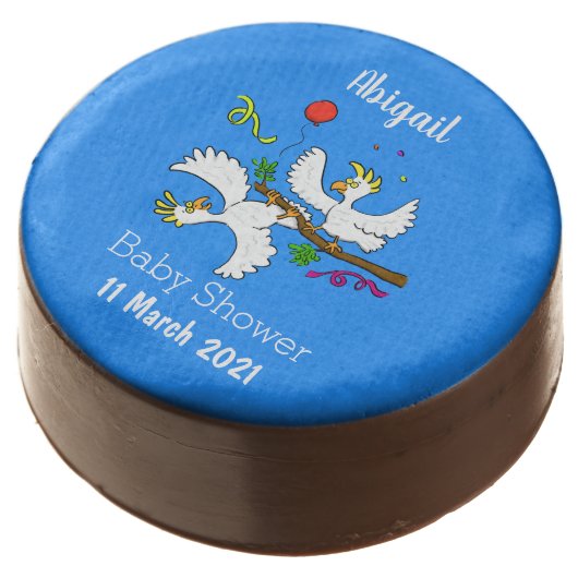 Cute funny cockatoo birds cartoon chocolate covered oreo (Angled)