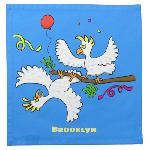 Cute funny cockatoo birds cartoon cloth napkin