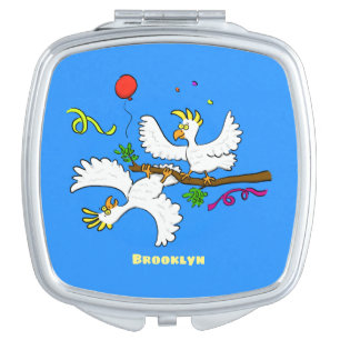 Cute funny cockatoo birds cartoon compact mirror