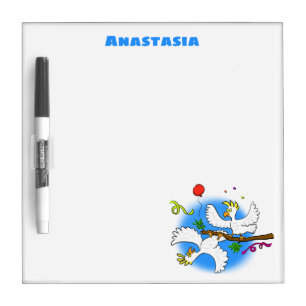 Cute funny cockatoo birds cartoon dry erase board