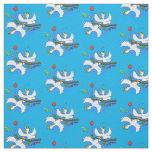 Cute funny cockatoo birds cartoon fabric