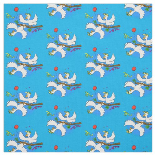 Cute funny cockatoo birds cartoon fabric