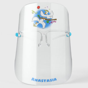 Cute funny cockatoo birds cartoon face shield