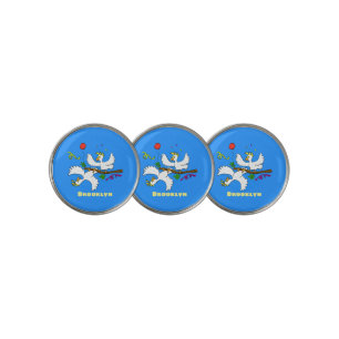 Cute funny cockatoo birds cartoon golf ball marker