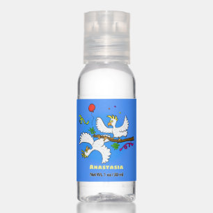 Cute funny cockatoo birds cartoon hand sanitizer