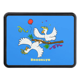 Cute funny cockatoo birds cartoon hitch cover
