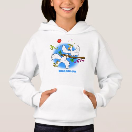 Cute funny cockatoo birds cartoon hoodie