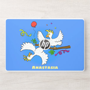 Cute funny cockatoo birds cartoon HP laptop skin