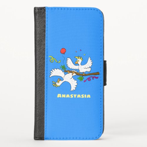 Cute funny cockatoo birds cartoon iPhone x wallet case