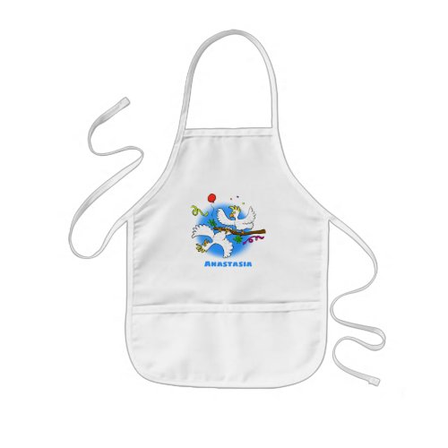 Cute funny cockatoo birds cartoon kids apron