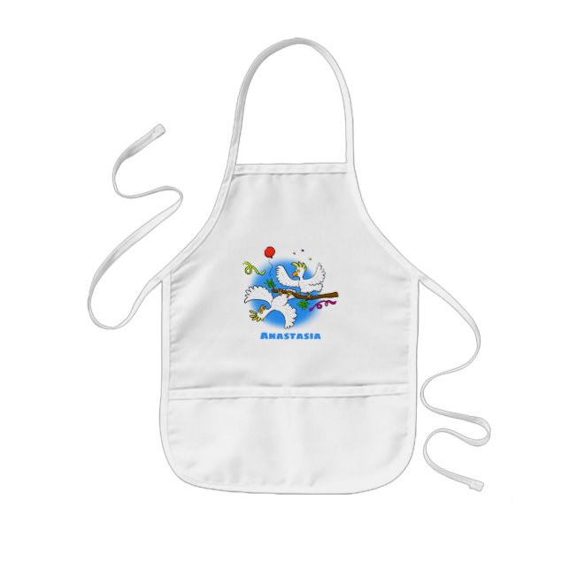 Cute funny cockatoo birds cartoon kids' apron (Front)