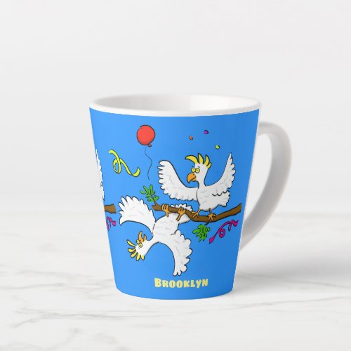Cute funny cockatoo birds cartoon latte mug