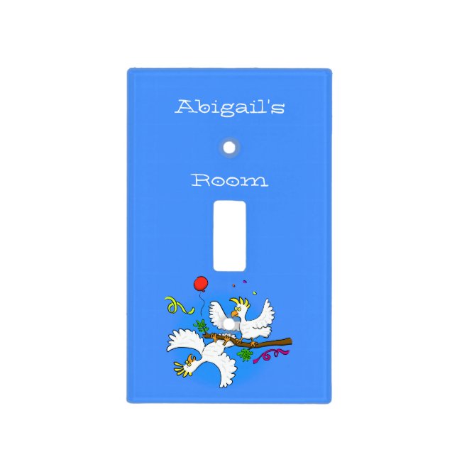Cute funny cockatoo birds cartoon light switch cover (Front)