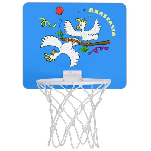 Cute funny cockatoo birds cartoon mini basketball hoop