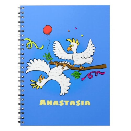 Cute funny cockatoo birds cartoon notebook