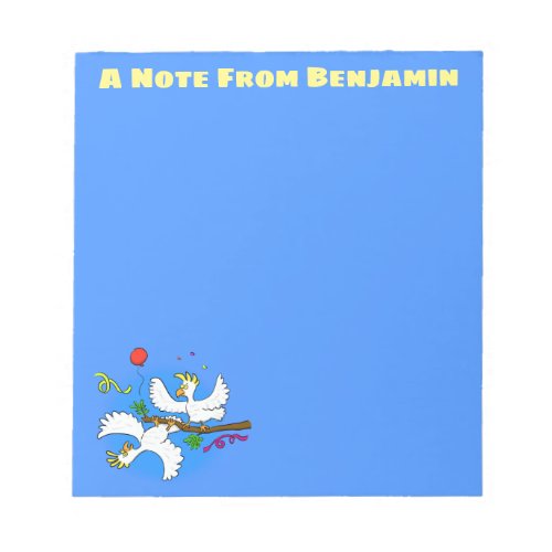 Cute funny cockatoo birds cartoon notepad