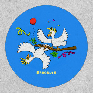 Cute funny cockatoo birds cartoon patch