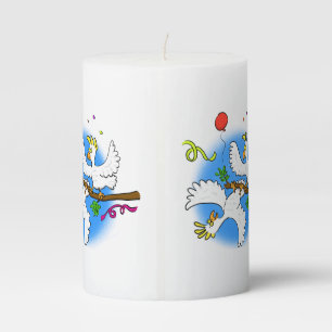 Cute funny cockatoo birds cartoon pillar candle