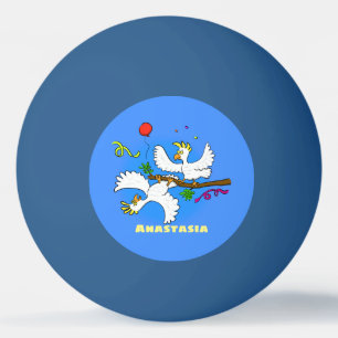 Cute funny cockatoo birds cartoon ping pong ball