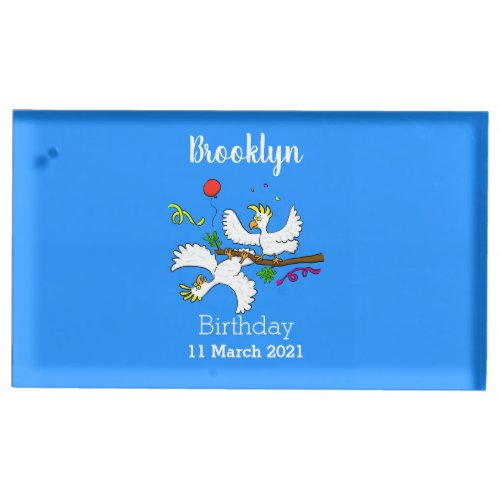 Cute funny cockatoo birds cartoon place card holder