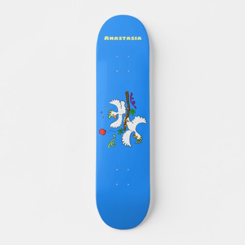 Cute funny cockatoo birds cartoon skateboard
