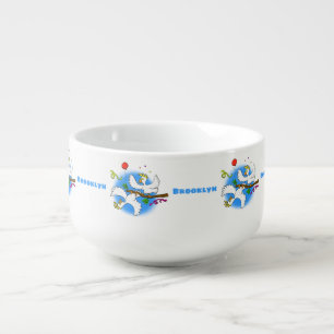 Cute funny cockatoo birds cartoon soup mug