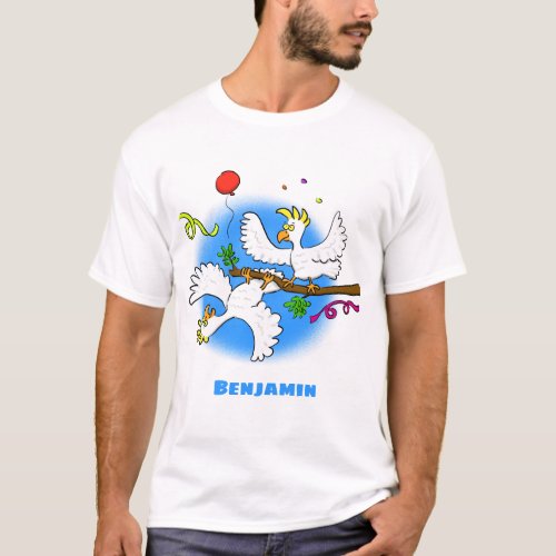Cute funny cockatoo birds cartoon T_Shirt