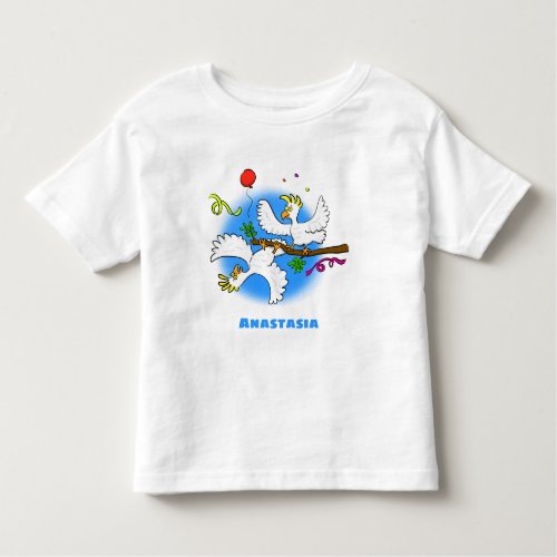 Cute funny cockatoo birds cartoon toddler t_shirt