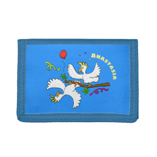 Cute funny cockatoo birds cartoon tri-fold wallet