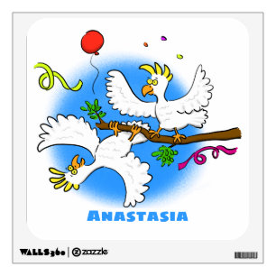 Cute funny cockatoo birds cartoon wall decal