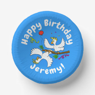 Cute funny cockatoo birds party cartoon paper bowls