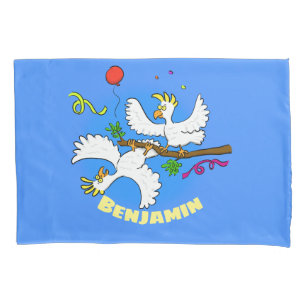 Cute funny cockatoo birds party cartoon pillow case