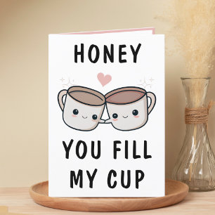 Cute Funny Coffee Cup Spouse Happy Birthday Letterpress Thank You Card