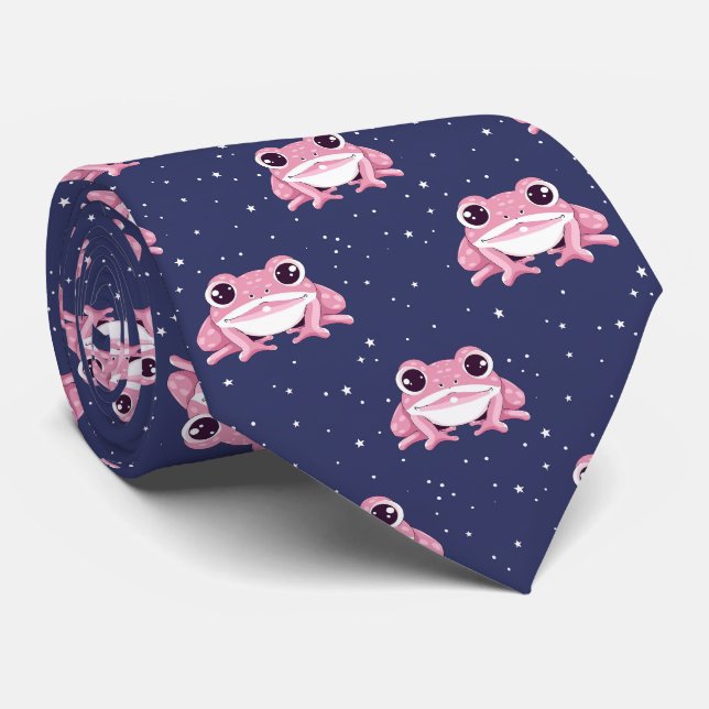Cute Funny Colorful Frog Neck Tie (Rolled)