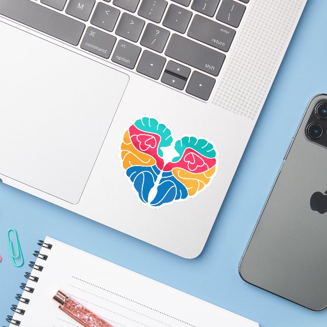 Cute Funny colorful Love Sticker (Laptop w/ iPhone)