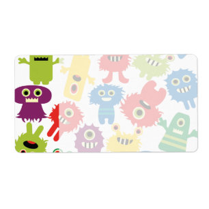 Cute Funny Colorful Monsters Pattern Label