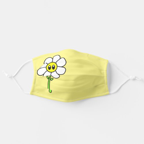 Cute Funny Comic Daisy Flower 70s Kawaii Yellow Adult Cloth Face Mask