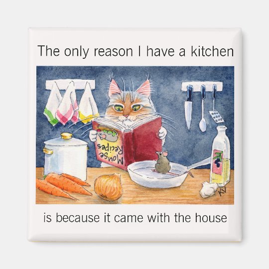 Cute, funny cooking cat in kitchen