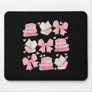 Cute Funny Coquette Bow Coffee And Books Nerds Val Mouse Pad