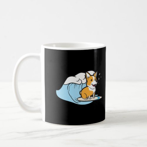 Cute Funny Corgi Dog Surfing Riding Waves Animal L Coffee Mug