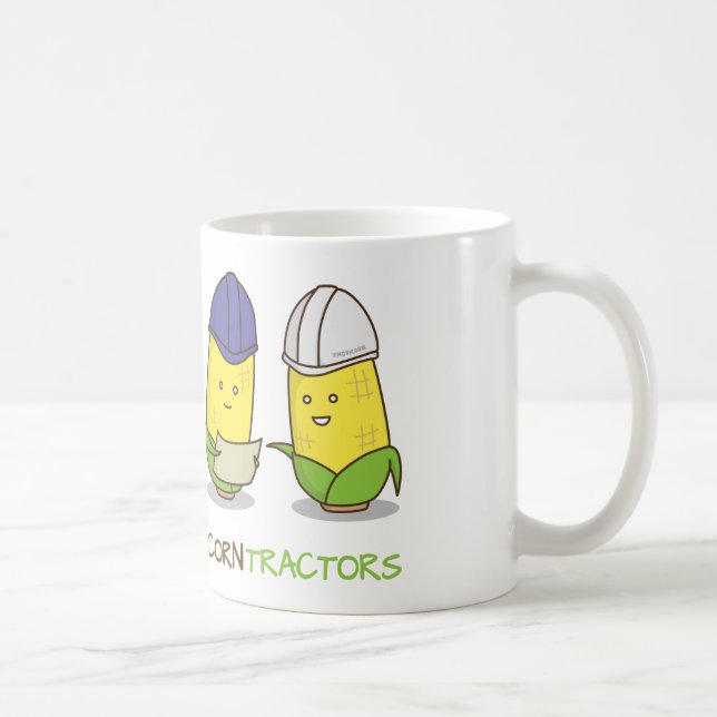 Cute Funny Corn Contractors Punny Humor Coffee Mug (Right)