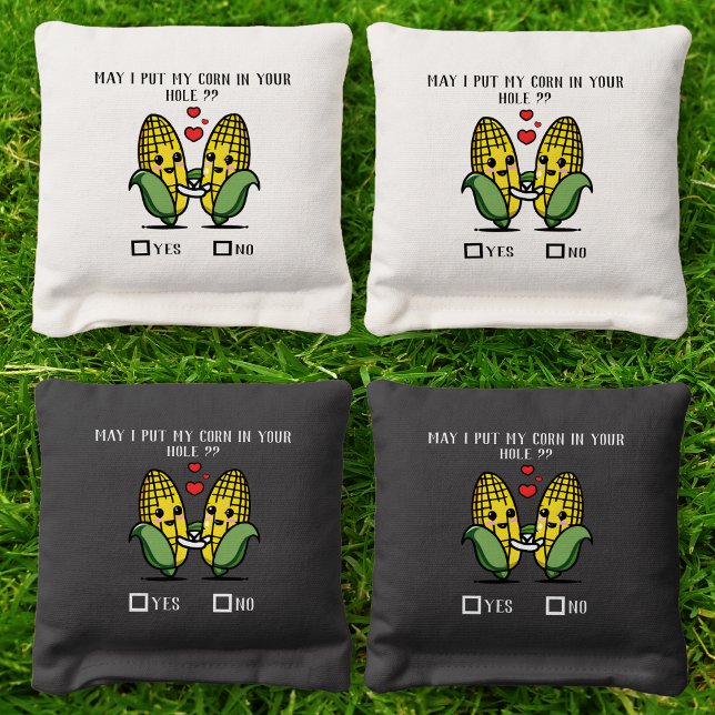 Cute Funny Corn on the Cob Pun Vegetable Joke Cornhole Bags (Cute Funny Corn on the Cob Pun Vegetable Joke Cornhole Bags)